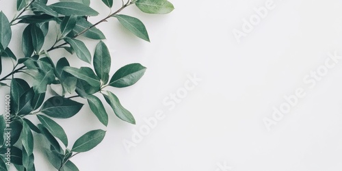 Fresh Verdant Foliage: Corners Adorned with Green Leaves for a Serene Background