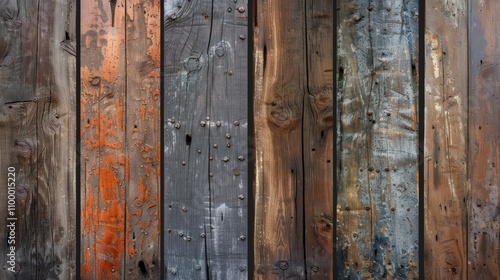 Weathered wooden planks with rustic textures photo