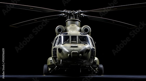 Military Transport Helicopter with Twin Rotor Design photo