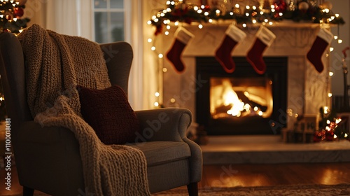 Cozy Christmas Evening by the Fireplace