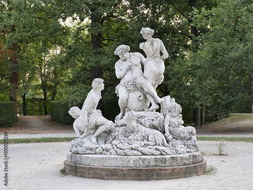 “Gruppo del Sileno” statue by J.B. Boudard in the Ducal Park in Parma, Italy. photo