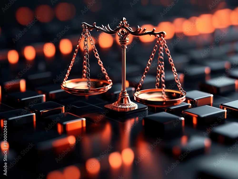 Legal scales of justice, surrounded by complex rules and restrictions ...