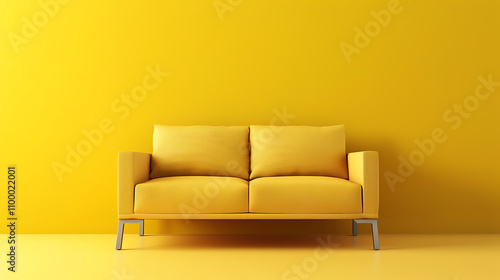Premium sofa design highlighted against a solid- yellow colored background