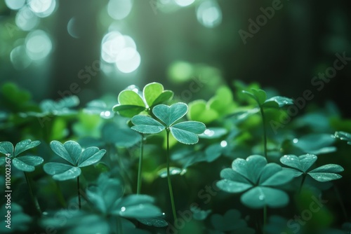 Green shamrock or water clover background for Saint Patrick's day photo