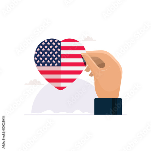 USA flag. Flag of the United States of America, Giving Tuesday in USA, charitable giving, Give Help and Donation Support