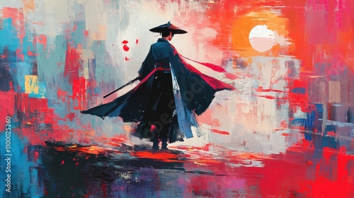 abstract illustration of a samurai