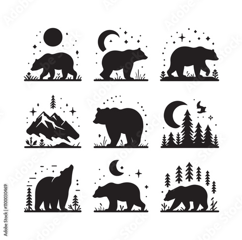 bear silhouette  illustration vector