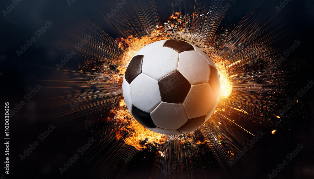 Fototapeta premium exploding soccer ball, 3d rendering