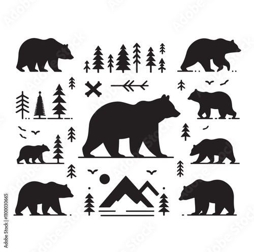 bear silhouette  illustration vector