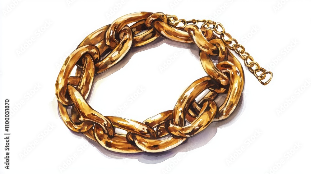 Obraz premium Elegant golden chain bracelet showcasing luxury and style in fashion accessories.