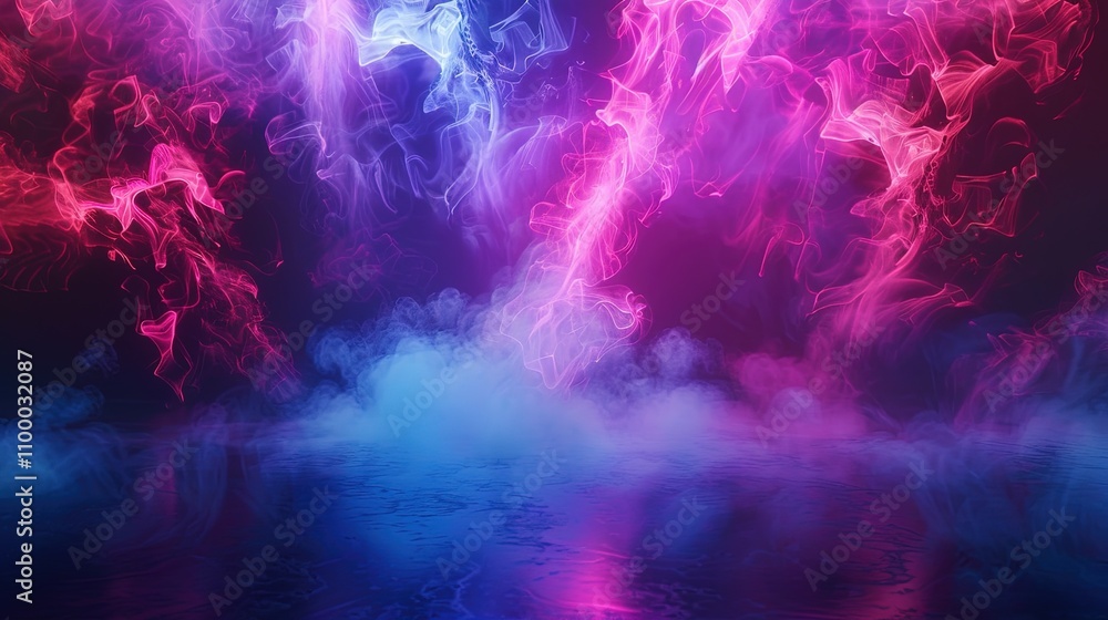 Obraz premium abstract neon stage smoke