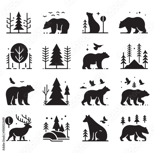 bear silhouette  illustration vector