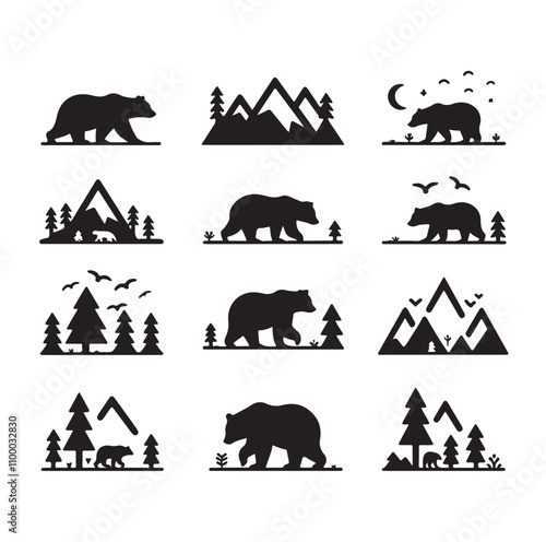 bear silhouette  illustration vector