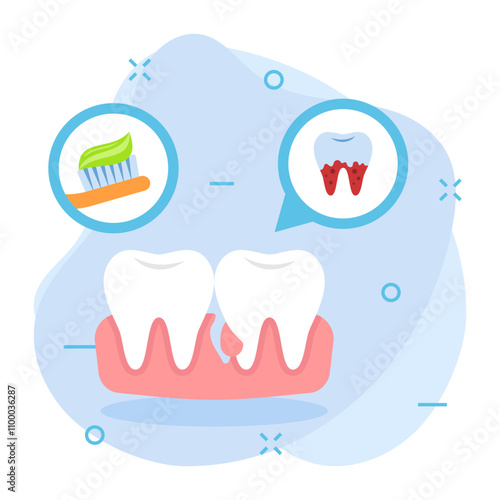 Pulpitis Fluoride treatments for Tartar and Plaque effected teeth concept, Periapical Abscess vector color icon design, Dentistry symbol, Healthcare sign, Dental instrument stock illustration
