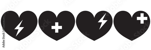 AED emergency defibrillator icon sign symbol