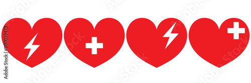 Emergency first aid defibrillator sign.