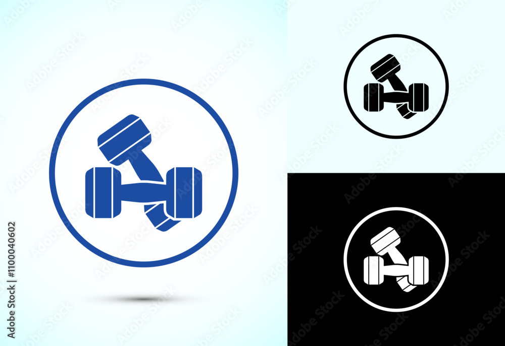 Fototapeta premium Dumbbell icon design for fitness, gym, exercise, weightlifting