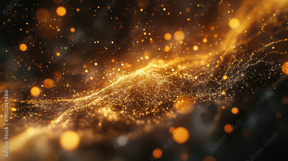 Fototapeta premium Golden Christmas Lights Bokeh
