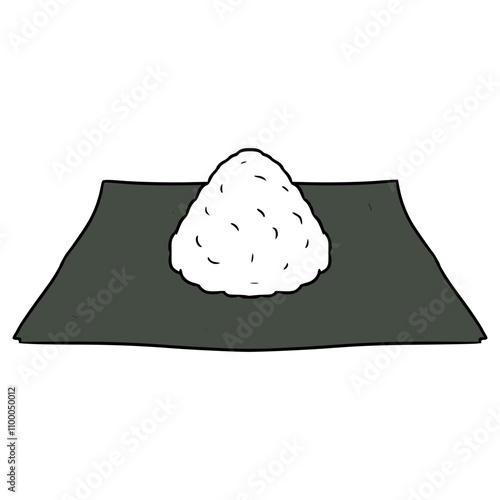 rice on a piece nori illustration hand drawn isolated vector