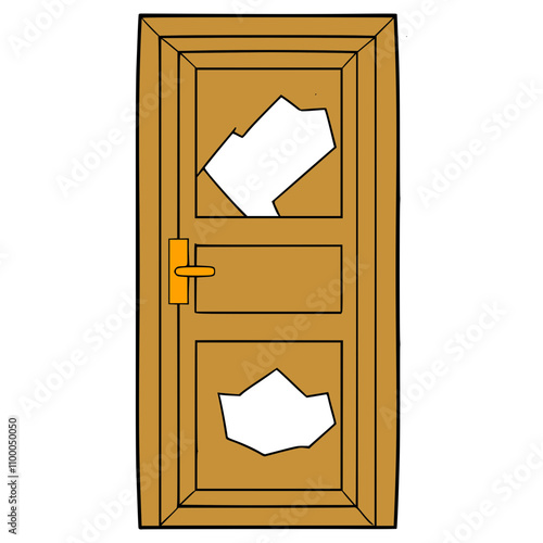 broken door illustration hand drawn isolated vector