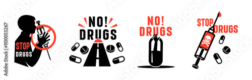 International day against drug abuse. No narcotic logo