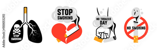 Don't smoke. Silhouette logo set. No smoke