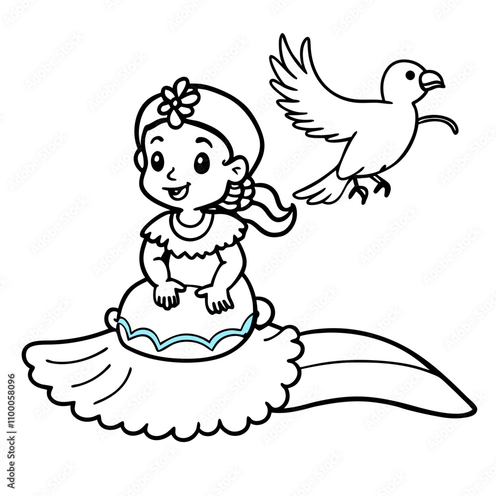 Fototapeta premium lineart of bird with heart