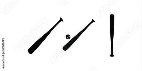 Baseball bat and ball set illustration on white background. vector art set.