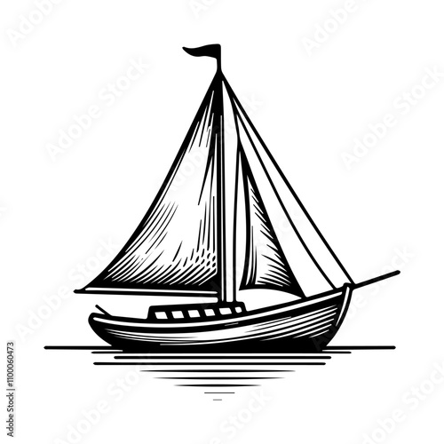 Simple Vector Icon of a boat – Logo Design Illustration