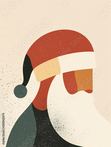 Bohemian style vector illustration of Santa Claus with earthy tones on a beige background