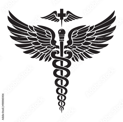 CADUCEUS SYMBOL silhouette vector illustration 