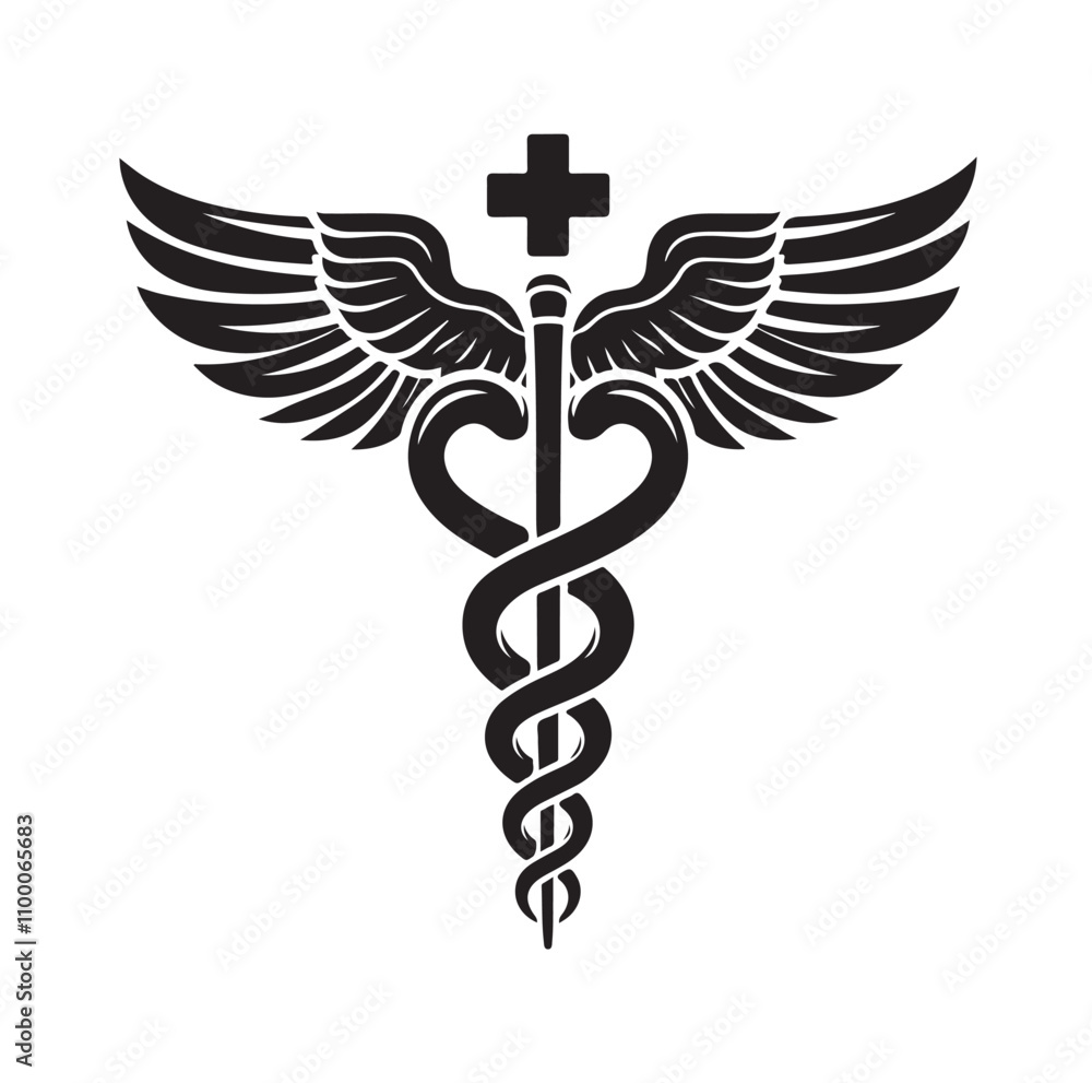 CADUCEUS SYMBOL silhouette vector illustration CADUCEUS SYMBOL silhouette vector illustration