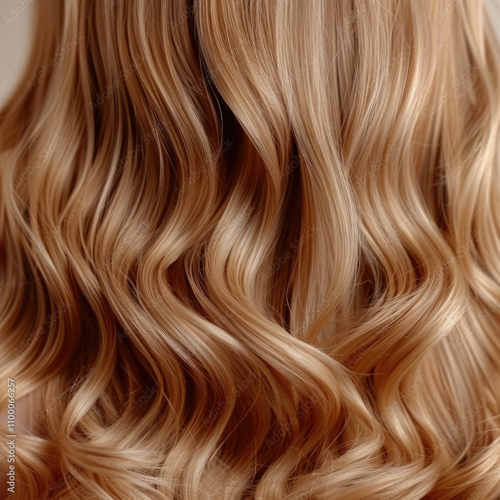 Fototapeta premium Close up of light brown and blond hair. Wavy curls.
