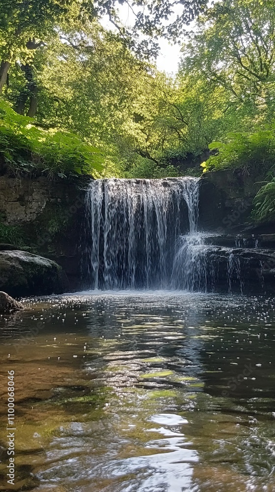 Fototapeta premium Stunning Waterfall in Lush Forest Landscape