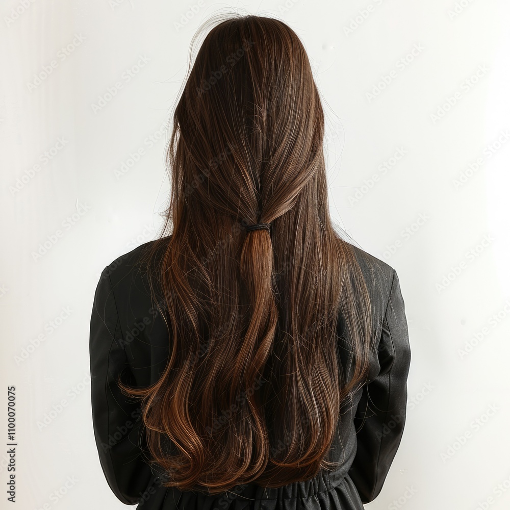 Naklejka premium Woman in studio showcasing hair and beauty for confidence and wellness.