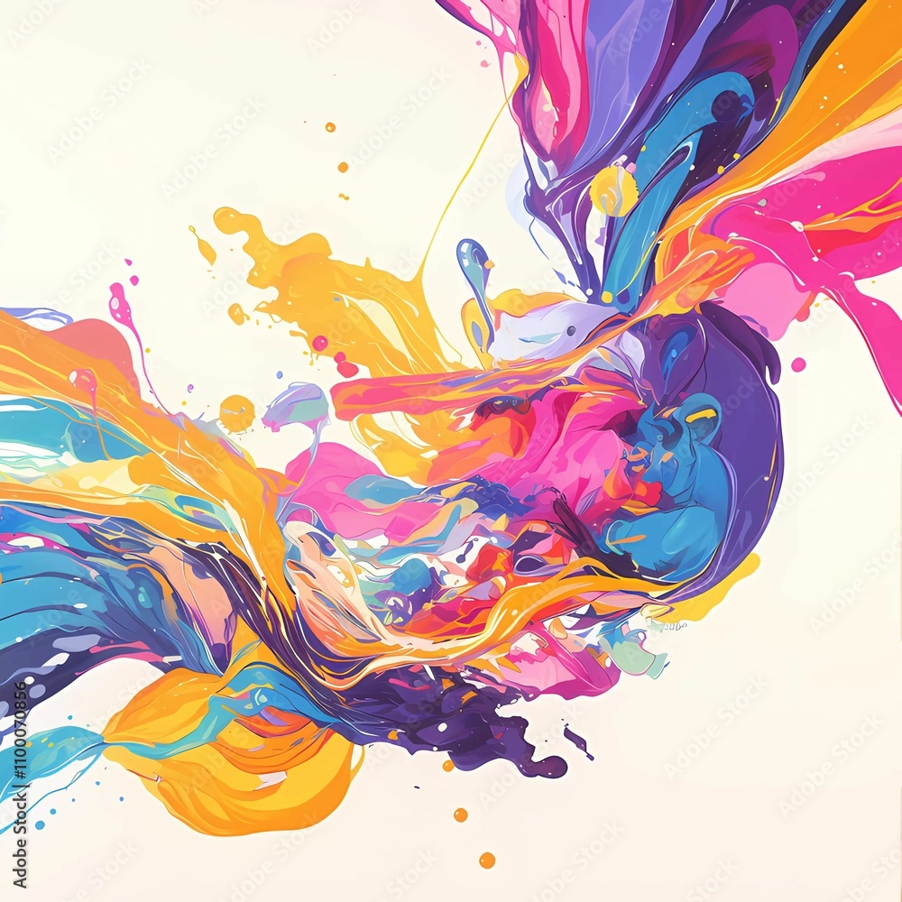 Obraz premium Twisted coloful flow liquid shape, Acrylic paint design, background