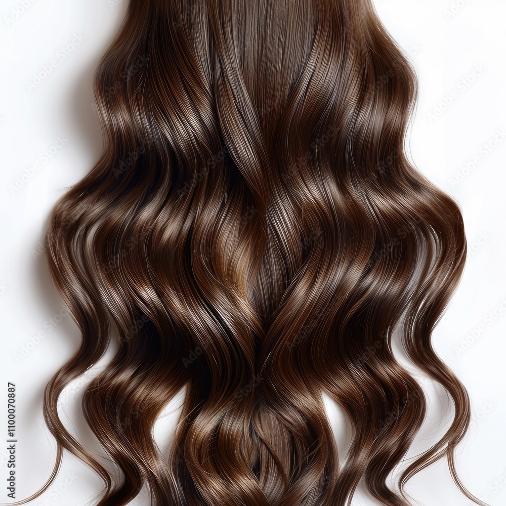 Fototapeta premium Healthy wavy female hair isolated on white background.