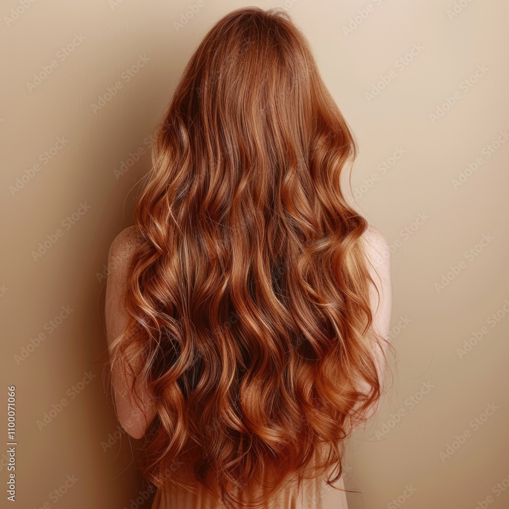 Fototapeta premium Lively hair on a beige background.