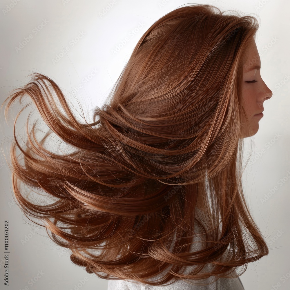 Naklejka premium Brunette wig in wind on white background.