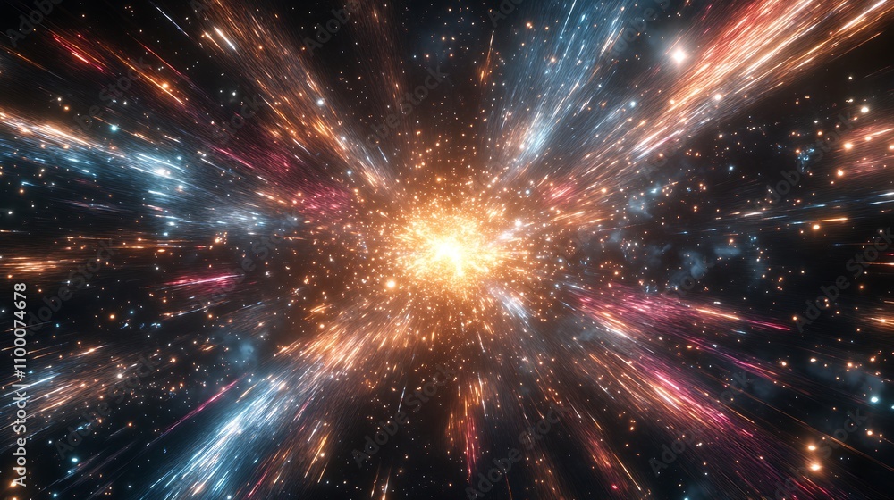 Fototapeta premium Multicolored fireworks streaking across a starry night sky