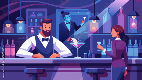 A man in a suit is sitting at a bar with a woman