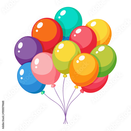Brightly colored balloons tied together