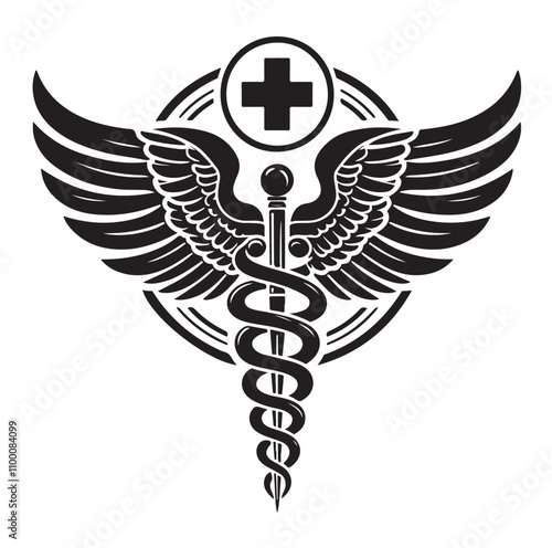 CADUCEUS SYMBOL silhouette vector illustration 