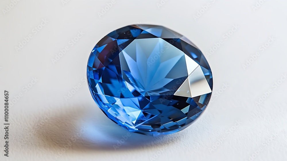 Fototapeta premium A beautifully cut blue gemstone reflecting light and showcasing intricate facets.