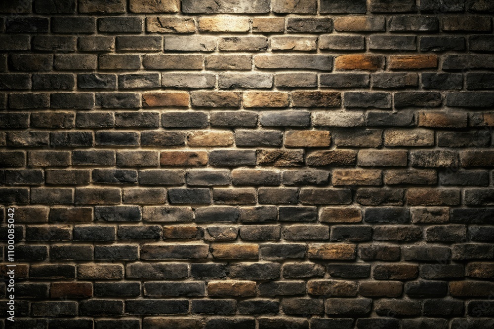 Fototapeta premium Sleek black brick wall background for urban exploration photography. Perfect texture for creative projects, minimalist designs, and stylish settings to enhance visual appeal.