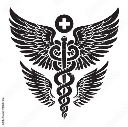 CADUCEUS SYMBOL silhouette vector illustration 