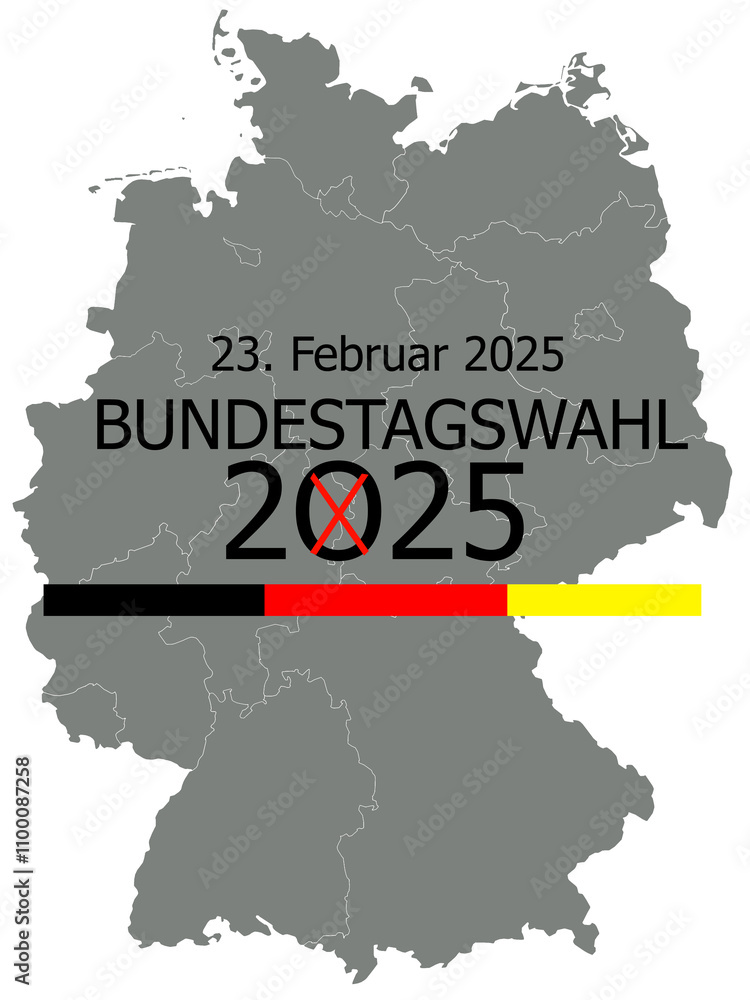 Banner Bundestagswahl 2025 im Februar Illustration Wahlen Konzept Deutschland transparent