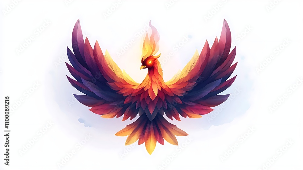 Naklejka premium Fiery Phoenix Bird of Myth and Legend