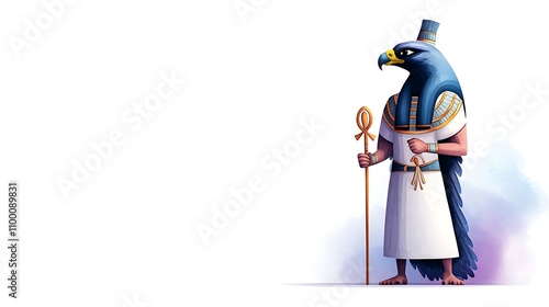 Horus, Egyptian God of the Sky, Cartoon Illustration photo