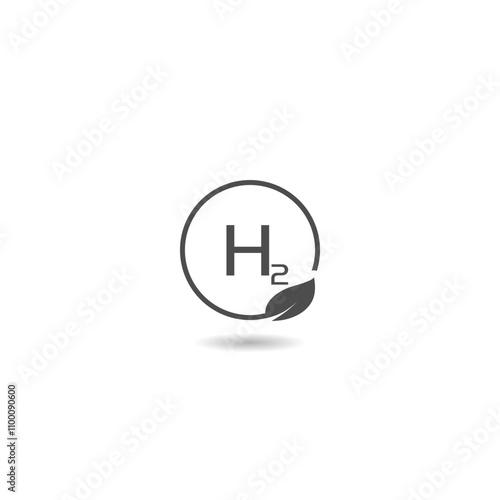 Hydrogen H2 symbol icon with shadow